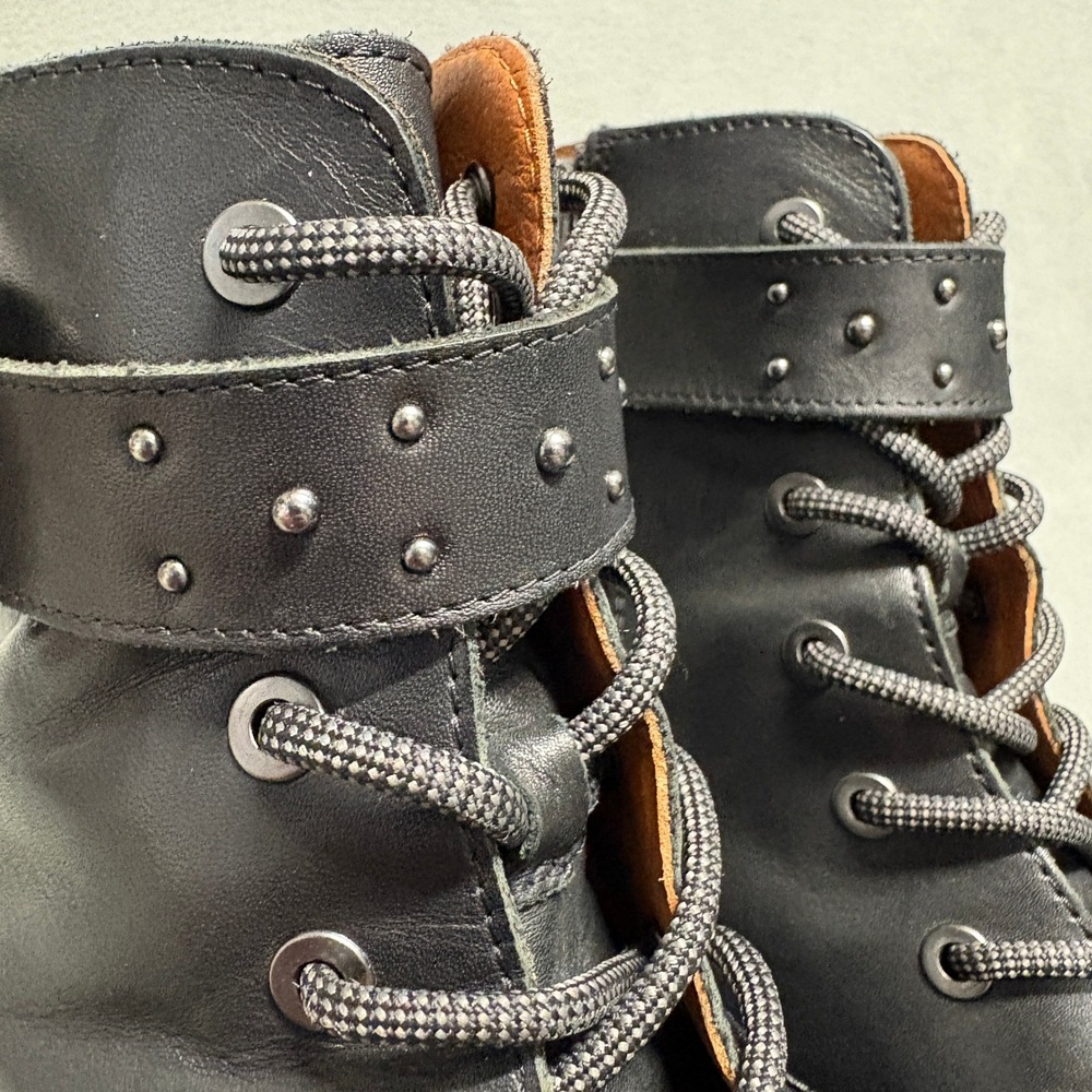 Pikolinos Vicar Leather Combat Boots 38 Black‎ Studded Buckle Ankle Womens - Picture 11 of 15